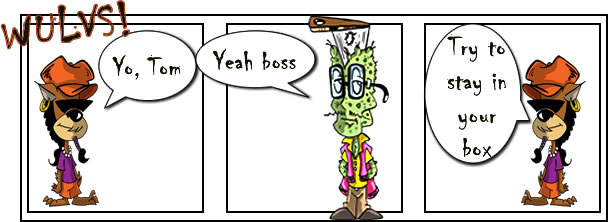 Example comic with Ray telling Tom to stay in his box.